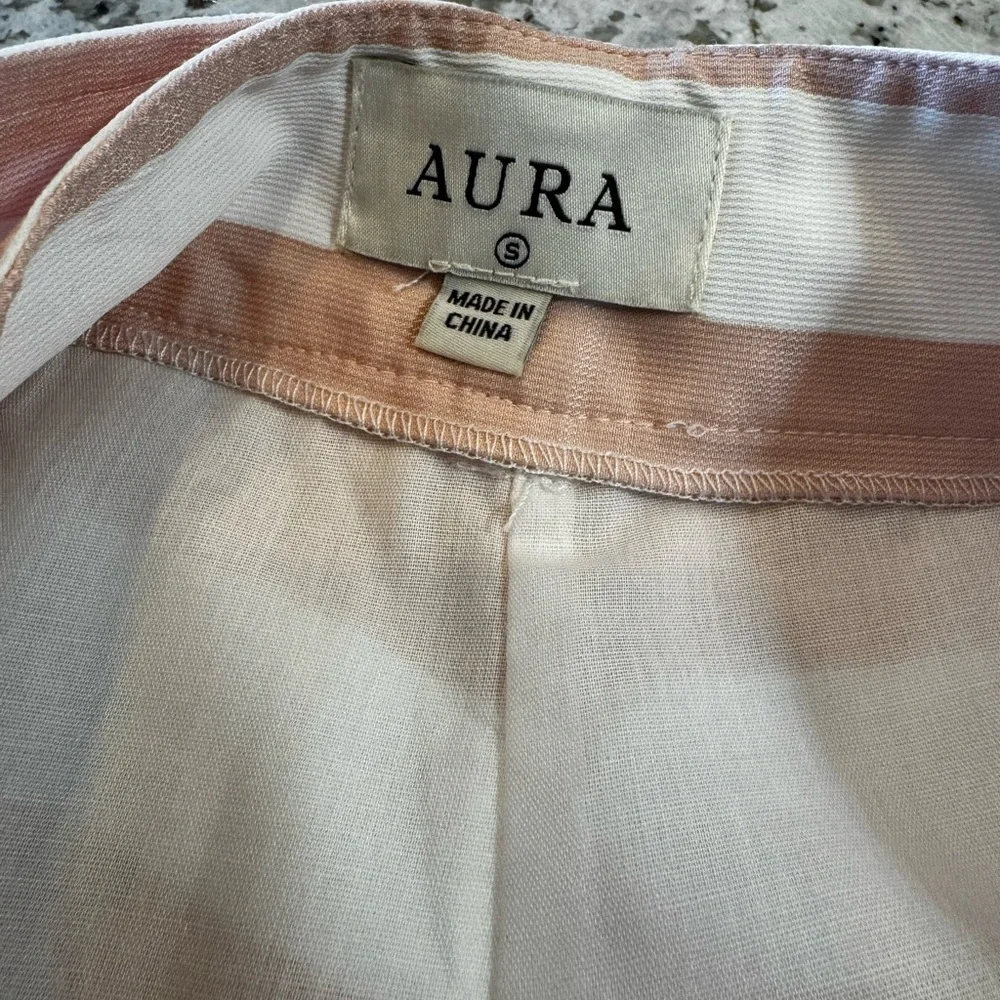Striped‎ Tan and White Women Shorts